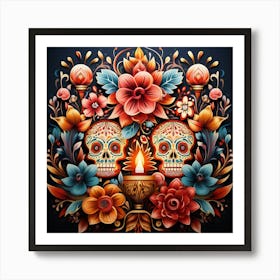 Day Of The Dead Skulls 4 Art Print