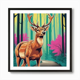 Deer In The Forest 6 Art Print