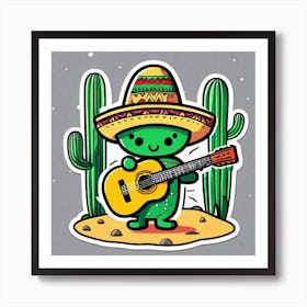 Cactus Playing Guitar 8 Art Print