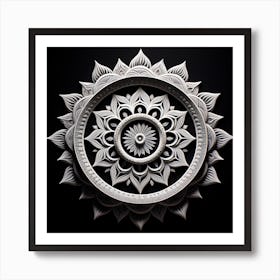 Mandala On Black Background 1 Art Print