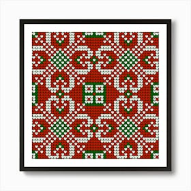 Christmas Knitted Pattern Vector Art Print