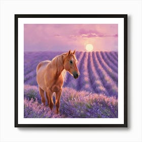 Horse In Lavender Field 8 Art Print