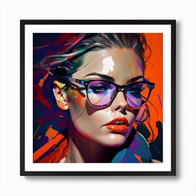 Fine Art Style Portrait Girl In Glasses Art Print