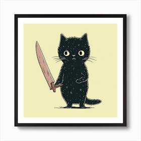 Black Cat With A Sword Art Print