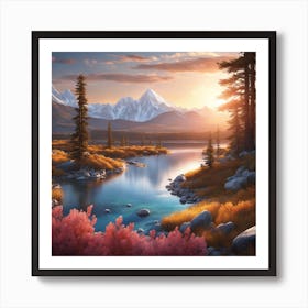 Sunset In The Mountains 1 Art Print