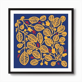 Yellow And Red Leaves Square Art Print