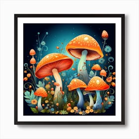 Mushrooms In The Night 1 Art Print