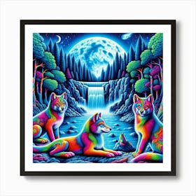 Psychedelic Wolf Family 7 Art Print