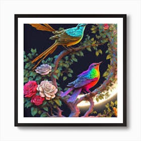 Two Birds In A Tree Art Print