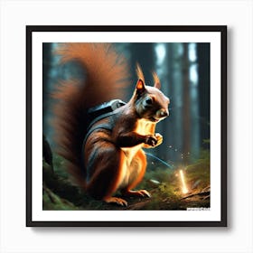 Squirrel In The Woods 52 Art Print