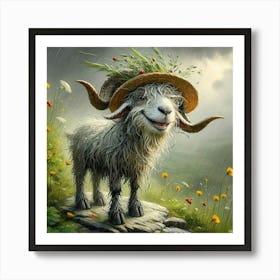 Goat In The Rain 1 Art Print