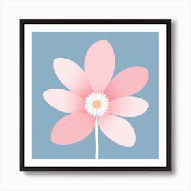 A White And Pink Flower In Minimalist Style Square Composition 300 Art Print