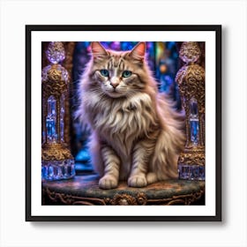 Cat In A Stained Glass Window Art Print