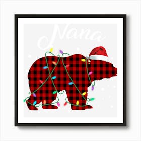 Red Plaid Nana Bear Matching Buffalo Pajama Art Print