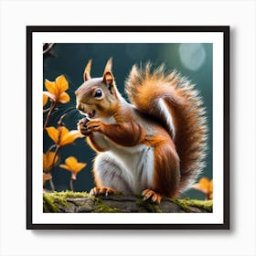 Squirrel In Autumn 6 Art Print