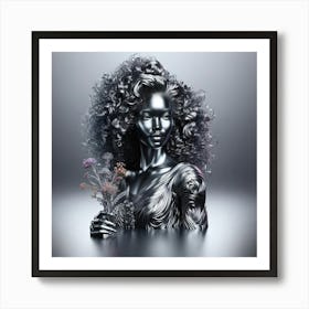 Black Woman With Flowers Art Print