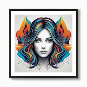 Portrait Of A Woman With Colorful Hair Art Print