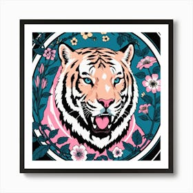 Tiger In Flowers Art Print