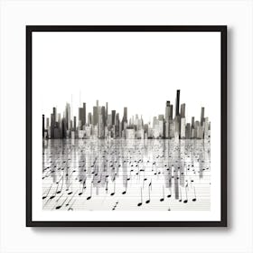 Music City Abstract - Cityscape With Music Notes Art Print