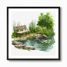 Springtime-Duck-Pond-Clipart.14 Art Print