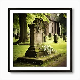 Remembrance Vintage Tomb Landmark Beautiful Plant Headstone Culture Old Architecture Rest Art Print