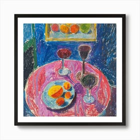 Table With Wine Matisse Style 6 Art Print