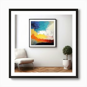 Mock Up Canvas Framed Art Gallery Wall Mounted Textured Print Abstract Landscape Portrait (14) Art Print