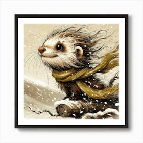 Squirrel In The Snow Art Print