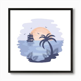 Pirate Ship In The Sea Art Print