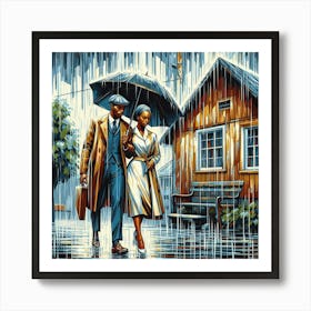 a walk in rainy day Art Print