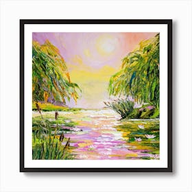 Morning on a summer pond Art Print