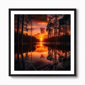 Sunset In The Forest 1 Art Print