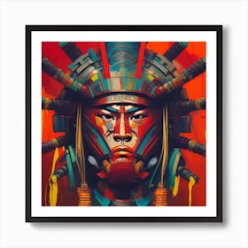 Style A Fusion Of A Samurai Warrior And Aztec warrior 1 Art Print