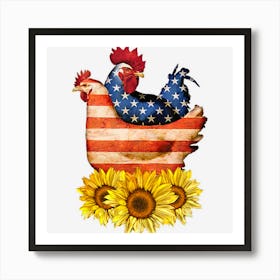 Trending Chicken Farm Animals Farmer Girl American Flag Art Print