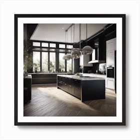 Black And White Kitchen Art Print