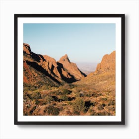 Red Rock Mountain Range Square Art Print