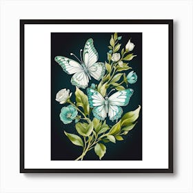 Butterflies And Flowers Art Print