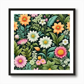 Floral Seamless Pattern 19 Art Print