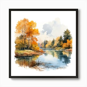 Watercolor Autumn Landscape 71 Art Print