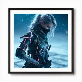 Woman With A Gun Art Print