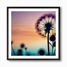 Sunset Dandelion 9 Art Print