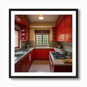 Cocina Moderna Tematica El Rojo Art Print