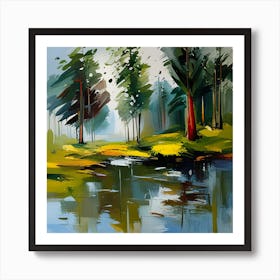 Into The Forest Landscape Abstract Painting Art Print Art Print