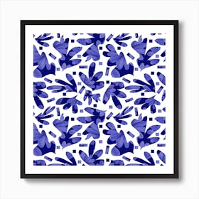 Floral Galore Navy Blue Marks Art Print