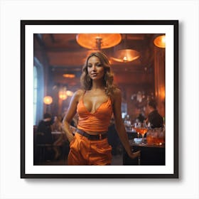 Woman In An Orange Top Art Print