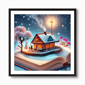 An Open Book Lies On The Sparkling Snow 1 Art Print