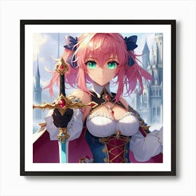 Anime Girl Holding Sword Poster