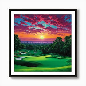 Sunset At The Golf Course 4 Art Print
