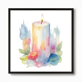 Watercolor Candle Art Print