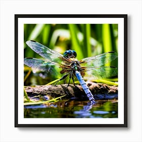 Nature Dragonfly Mating Couple Insect Sitting Duck Pond Lively Dvd Fauna Wild Animal Gras (1) Art Print